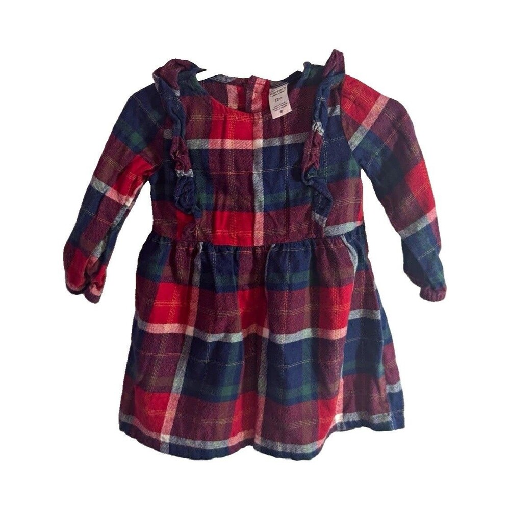 Carter's Child of Mine Girls 12-18M Plaid Cotton Ruffle Fit & Flare Dress
